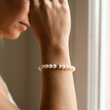 Bracelet NOELYSE | Argent & Perles Blanches | 8/9 mm | Fermoir Boule