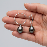 Créoles JANE | Or Blanc & Perles de Tahiti