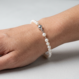Bracelet NOELYSE | Argent & Perles Blanches | 5/6 mm | Fermoir Boule