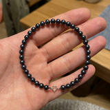 Bracelet NOELYSE | Argent & Perles Noires | 5/6 mm | Fermoir Boule