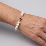 Bracelet NOELYSE | Argent & Perles Blanches | 8/9 mm | Fermoir Boule