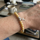 Bracelet Croix Porte Bonheur - Perle d'Eau Douce Dorée