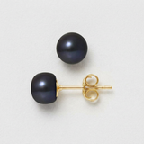 Puces d'oreilles NOELYSE | Or Jaune & Perles noires