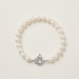 Bracelet NOELYSE | Argent & Perles Blanches | 7/8 mm | Fermoir Anneau