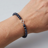 Bracelet NOELYSE | Argent & Perles Noires | 4/5 mm | Fermoir Anneau