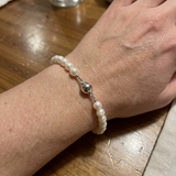 Bracelet NOELYSE | Argent & Perles Blanches | 5/6 mm | Fermoir Boule