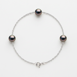 Bracelet Maille Argent & 3 Perles de Tahiti - 8/9mm