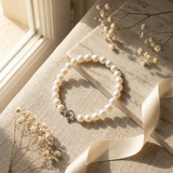 Bracelet NOELYSE | Argent & Perles Blanches | 8/9 mm | Fermoir Anneau
