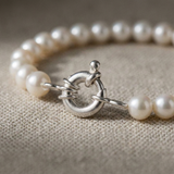 Bracelet NOELYSE | Argent & Perles Blanches | 6/7 mm | Fermoir Anneau