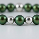 Bracelet Porte Bonheur - Perles d'Eau Douce Vertes et Blanches