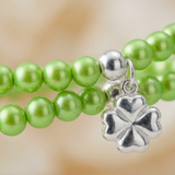 Bracelet Porte Bonheur Trêfle - Perles d'Eau Douce Vertes Tonic
