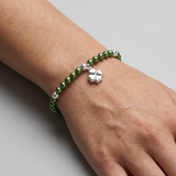 Bracelet Porte Bonheur Trêfle - Perles d'Eau Douce Vertes Intense