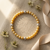 Bracelet Porte Bonheur - Perles d'Eau Douce Dorées & Blanches