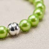 Bracelet Porte Bonheur - Perles d'Eau Douce Vertes & Blanches
