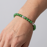 Bracelet Porte Bonheur - Perles d'Eau Douce Vertes et Blanches