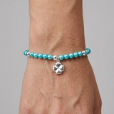 Bracelet Porte Bonheur Trêfle - Perles d'Eau Douce Bleu Turquoises