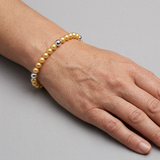 Bracelet Porte Bonheur - Perles d'Eau Douce Dorées & Blanches