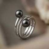 Bague TOI & MOI | Argent & Perles de Culture Black Tahiti