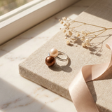 Bague DUO | Or Blanc & Perles de Culture Rose & Chocolat
