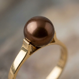 Bague DUCHESSE | Or Jaune & Perle de Culture Chocolat