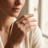 Bague ELISE | Or Blanc & Perle de Culture Rose
