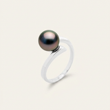 Bague ELISE | Or Blanc & Perle de Tahiti