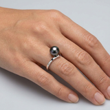 Bague ELISE | Or Blanc & Perle de Tahiti