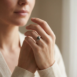 Bague ELISE | Or Blanc & Perle de Tahiti
