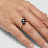 Bague IRINA | Or Jaune & Perle de Culture Black Tahiti - 8/9mm