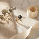 Bague LYSANDRA | Or Jaune & Perle de Culture Black Tahiti