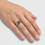 Bague LYSANDRA | Or Blanc & Perle de Culture Black Tahiti
