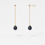 Boucles d'oreilles pendantes LOLITA | Or Jaune & Perles Black Tahiti