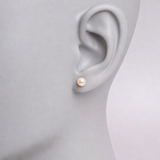 Boucle d'Oreilles Bouton AYA | Argent & Perles de Culture Roses 7/8mm