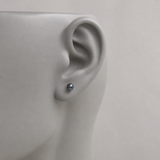 Boucle d'Oreilles Bouton AYA | Argent & Perles de Culture Black Tahiti 7/8mm