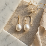 Boucles d'Oreilles DIANA | Or Jaune & Perles de Culture Blanches