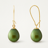 Boucles d'Oreilles TEHANI | Or Jaune & Perles de Culture Poire Vertes