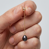 Boucles d'oreilles pendantes LOLITA | Or Jaune & Perles Black Tahiti