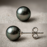 Boucle d'Oreilles Bouton AYA | Argent & Perles de Tahiti