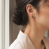 Boucle d'Oreilles Bouton AYA | Argent & Perles de Culture Black Tahiti 9/10mm