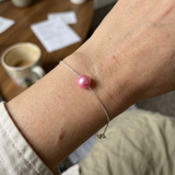 Bracelet Chaîne Forçat - Perle de Culture Rose Fushia