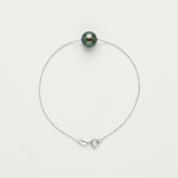 Bracelet Chaîne Forçat - Perle de Culture Verte intense