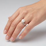 Bague ZIGZAG | Or Blanc & Perle de Culture Blanche