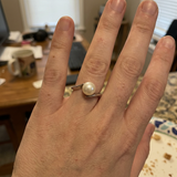 Bague ZIGZAG | Or Blanc & Perle de Culture Blanche