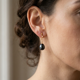 Boucles d'Oreilles TAHORA | Or Jaune & Perles de Culture Black Tahiti