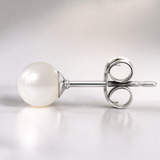 Boucle d'Oreilles Bouton AYA | Argent & Perles de Culture Blanches 6/7mm