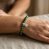 Bracelet Coeur - Perle d'Eau Douce Verte Ronde 5-6 mm