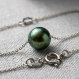 Bracelet Chaîne Forçat - Perle de Culture Verte intense