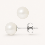 Boucle d'Oreilles Bouton AYA | Argent & Perles de Culture Blanches 7/8mm