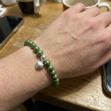 Bracelet Coeur - Perle d'Eau Douce Verte Ronde 5-6 mm