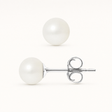 Boucle d'Oreilles Bouton AYA | Argent & Perles de Culture Blanches 6/7mm